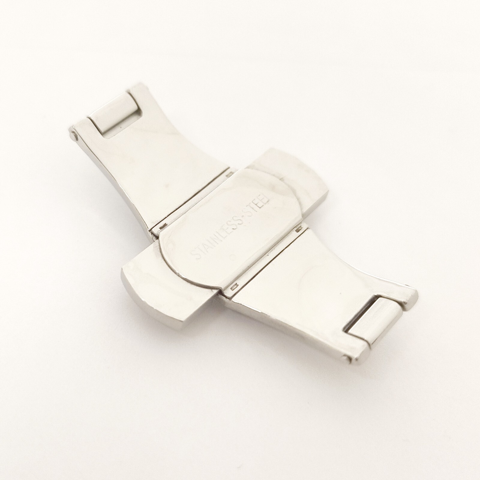 Stainless Steel Push Button Butterfly Deployment Silver Clasp/Buckle 6×27 mm