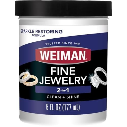 Weiman Fine Jewelry Cleaner Liquid with Cleaning Brush – Restores Shine & Brilli