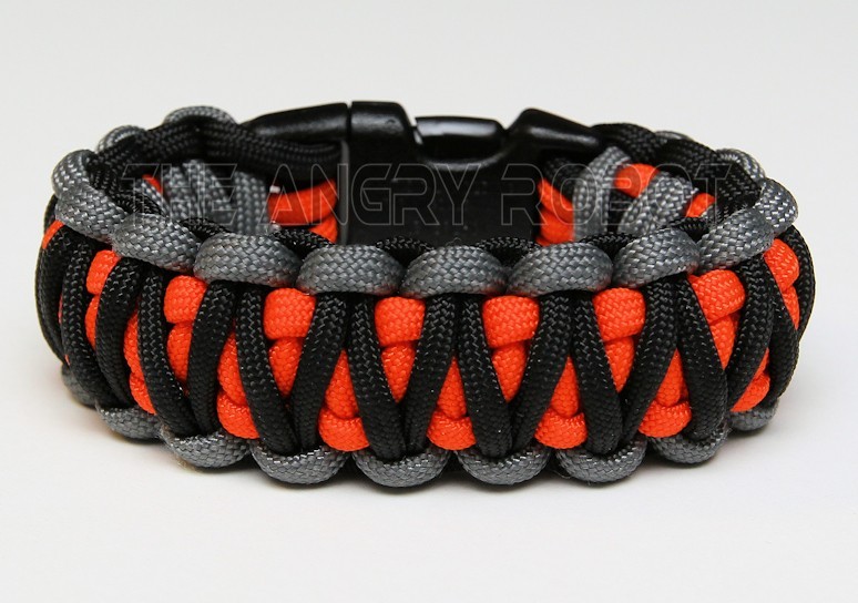 550 Paracord Bracelet King Cobra – Black, Gray and Yellow – 200 colors to choose