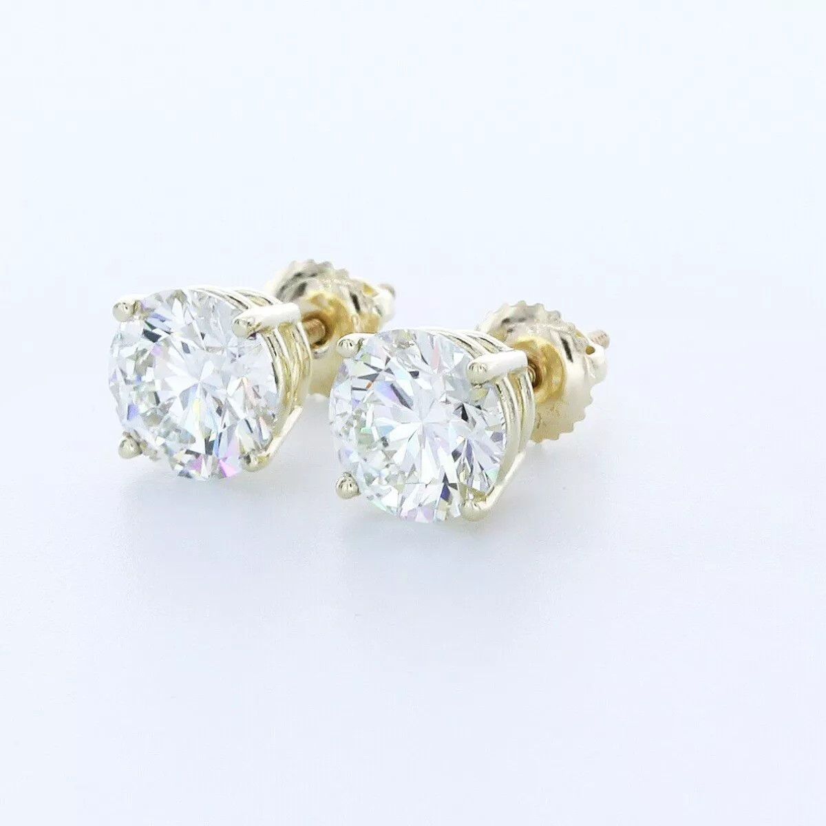 Stud Earrings Solid 14K White Gold Classic Round 5.99 CT Natural Diamond G SI1