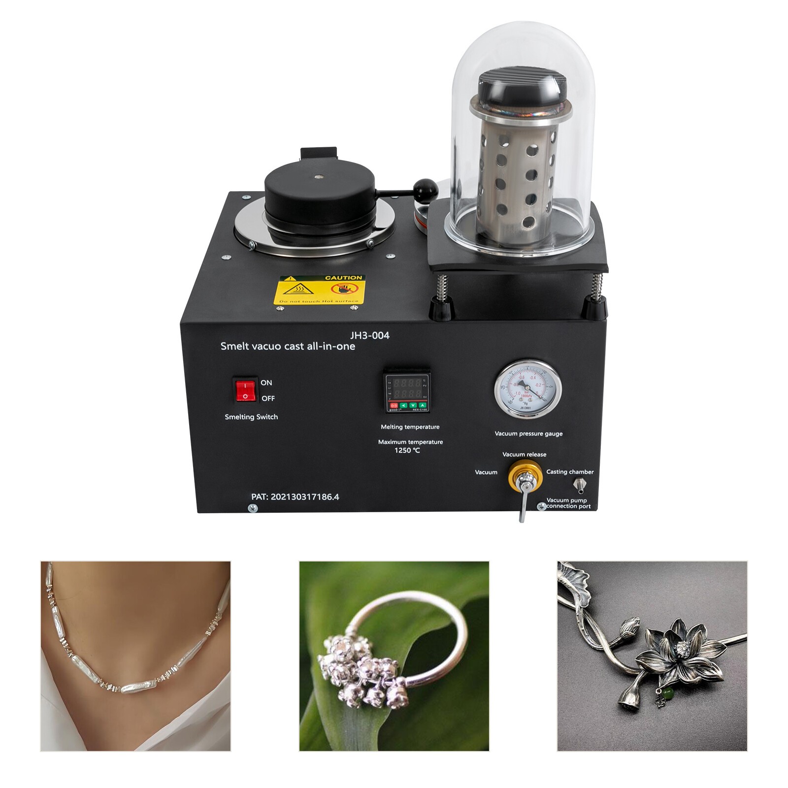 2KG Jewelry Lost Wax Cast Combination Vacuum Casting Melting Machine 1/2 HP 3CFM