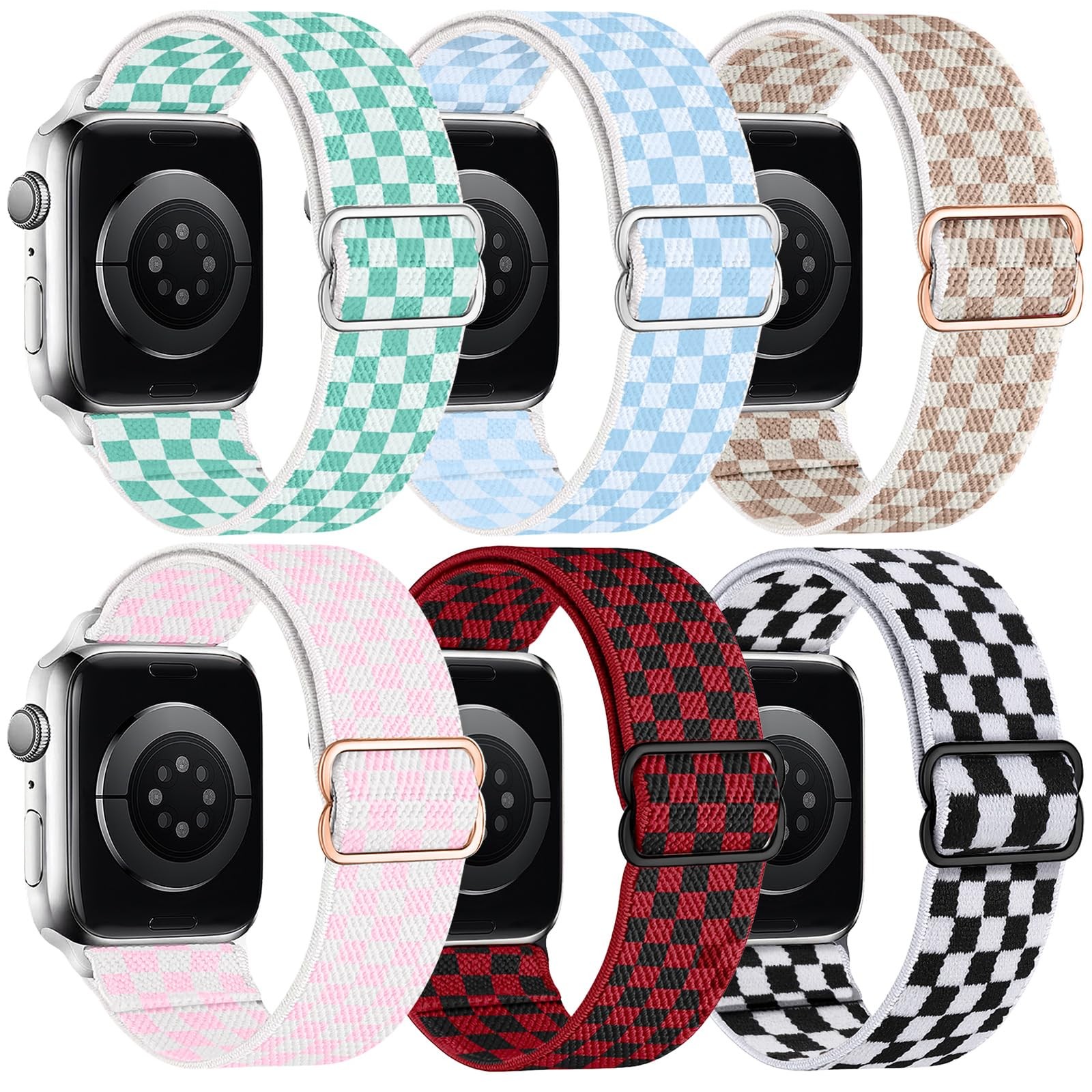 38mm/40mm/41mm/42mm(series 10), 1-Green White/Blue White/Rose Pink…