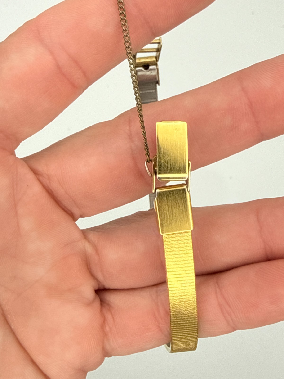 Vintage Pulsar Gold Tone Ladies Dainty Watch with Safety Chain Quartz Untested