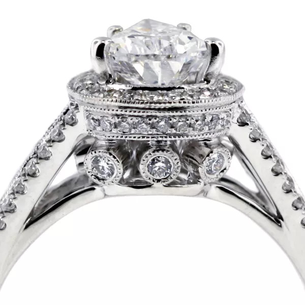 Side Stone Engagement Ring 18K Gold Halo 1.80 Carat Pear Lab-Grown Diamond E SI1