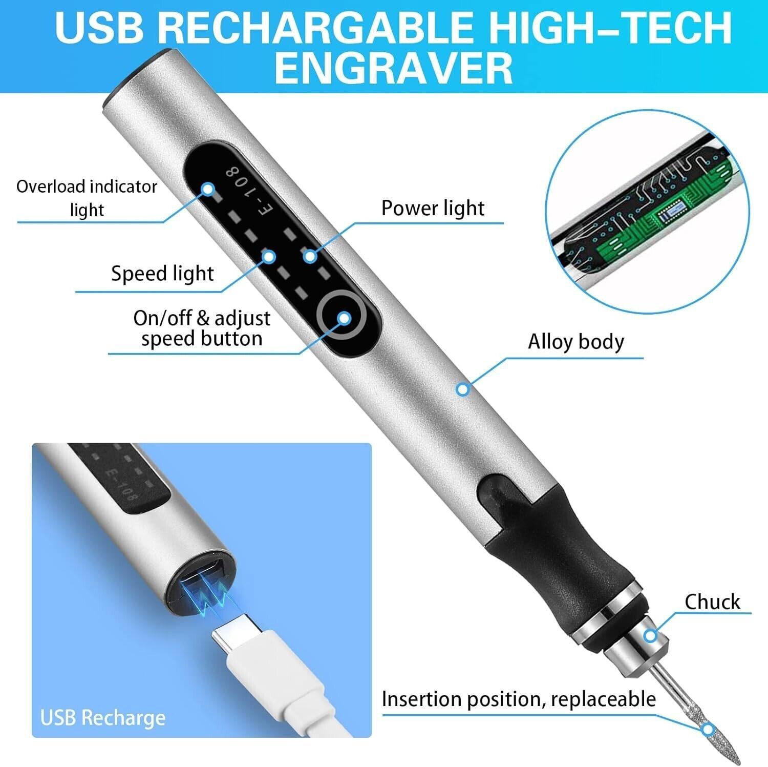 Engraving Pen with 33Bits Electric Cordless Rotary Tools Professional Engraver