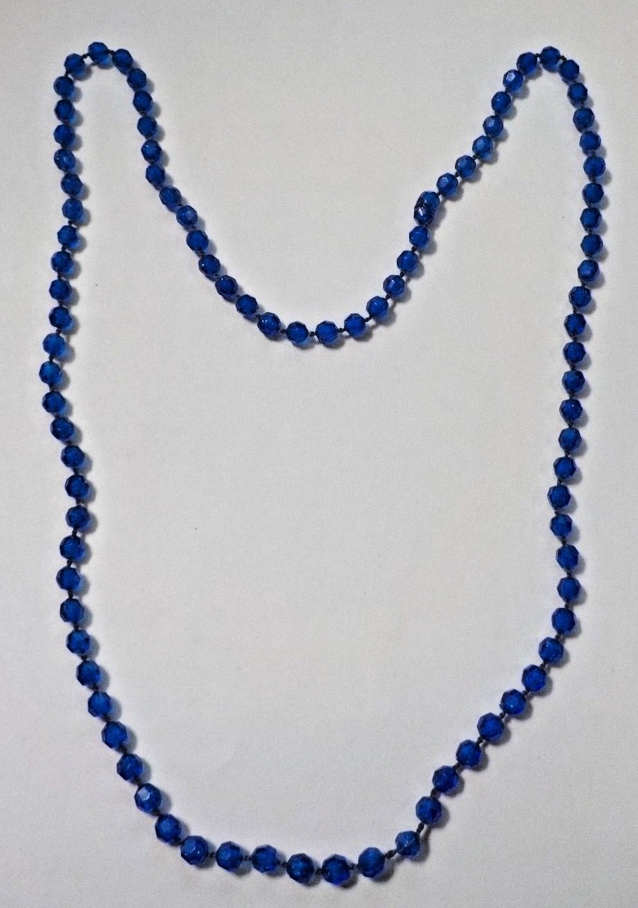 29 1/2″ Blue Faceted Beads Continuous Strand Necklace