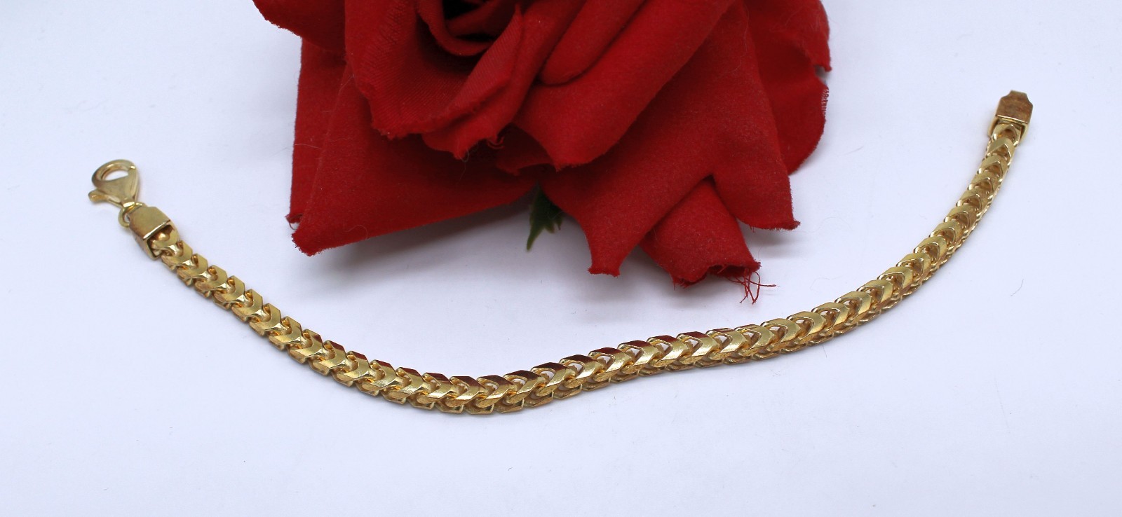 Sterling Silver Vermeil Franco Chain Italy Bracelet 28.41.g 8 7/8th” CAT RESCUE