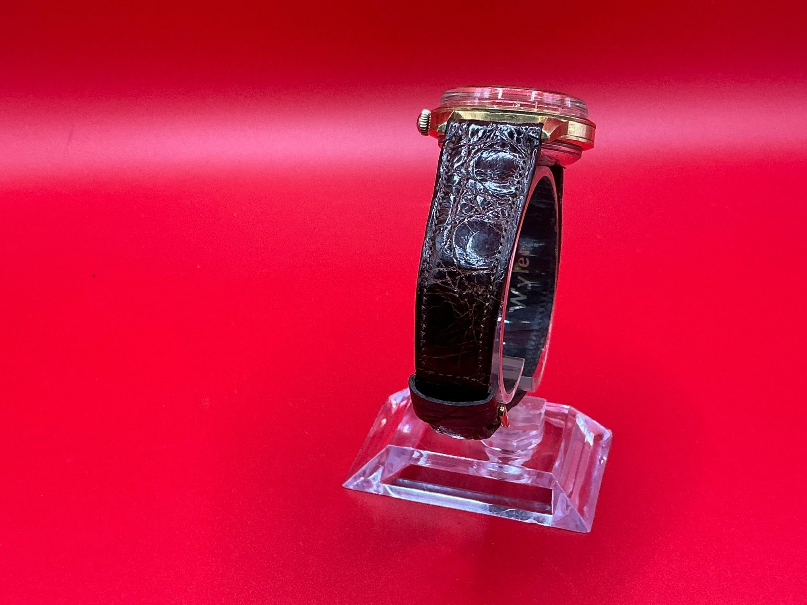RARE VTG 1960s Wyler Incaflex Reverse 36mm Gold Swiss Automatic Watch Cal. WH26