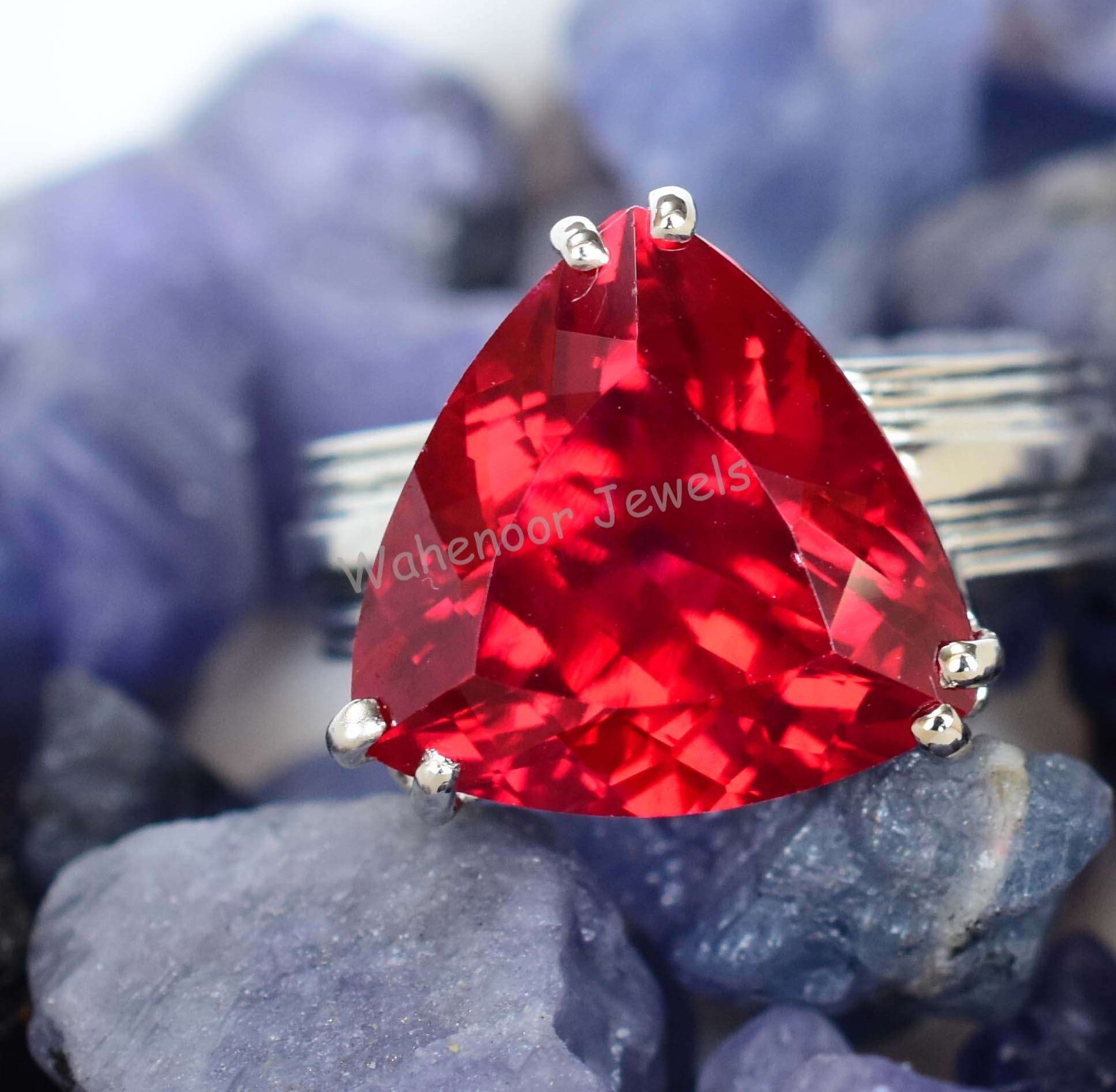 925 Sterling Silver Ring Natural Ruby 15 MM Round Wedding Ring CERTIFIED