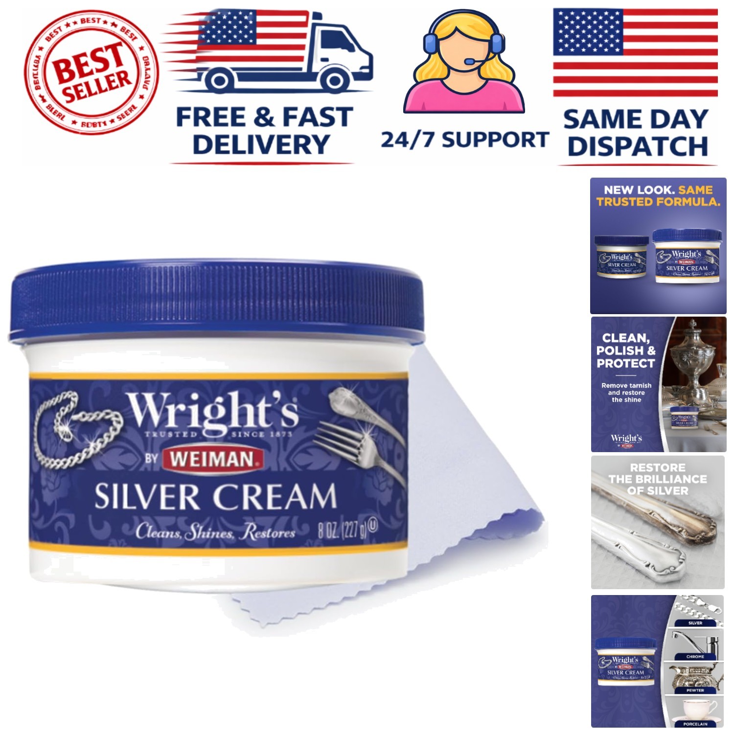 Gentle Silver Cleaning Cream with Polishing Cloth – Restores Luster Effortlessly