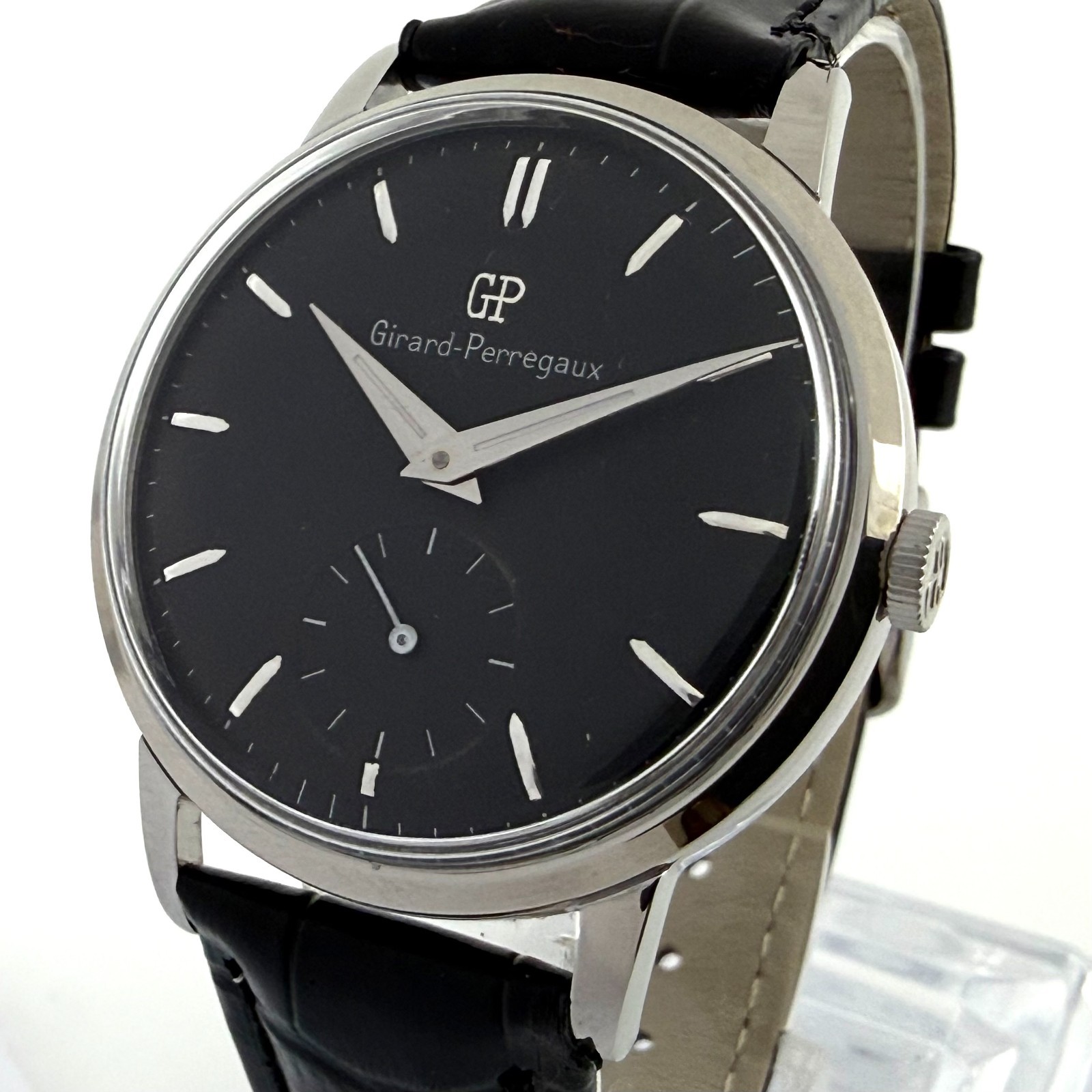 SWISS MADE OVERSIZED GIRARD PERREGAUX NICE BLACK DIAL MANUAL WIND GENTS WATCH