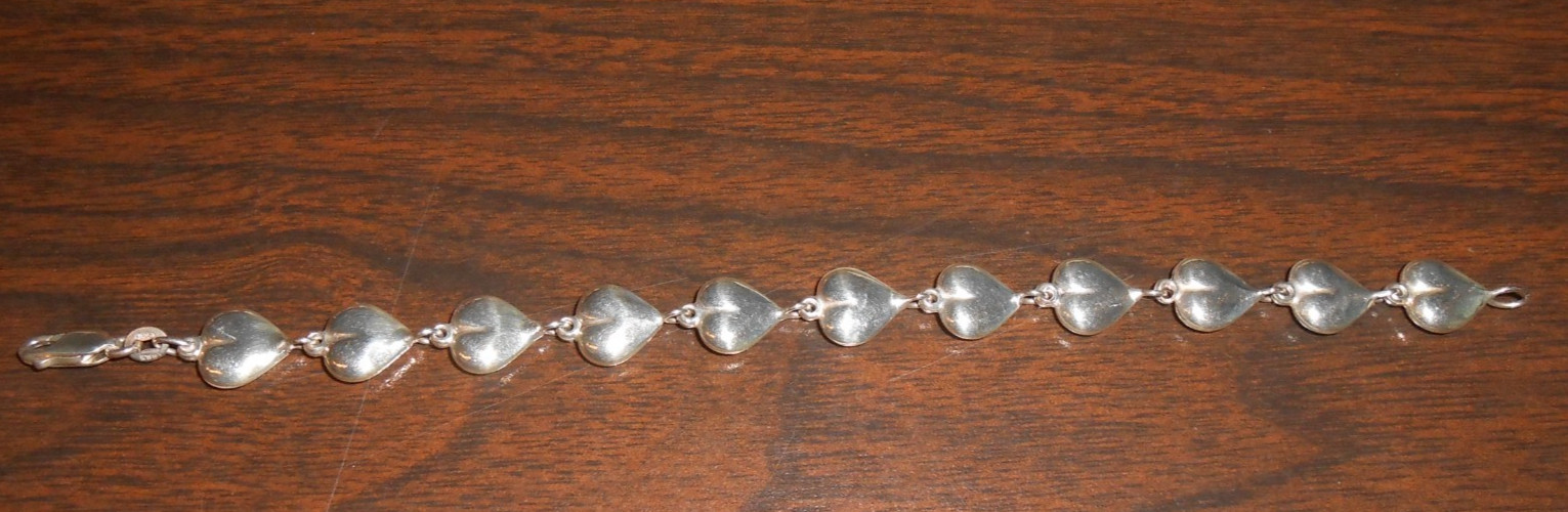 7.25″ PUFFY HEART BRACELET ITALY 925 * 177 AR 10.30 GRAMS 0.331 OZT – PRE-OWNED