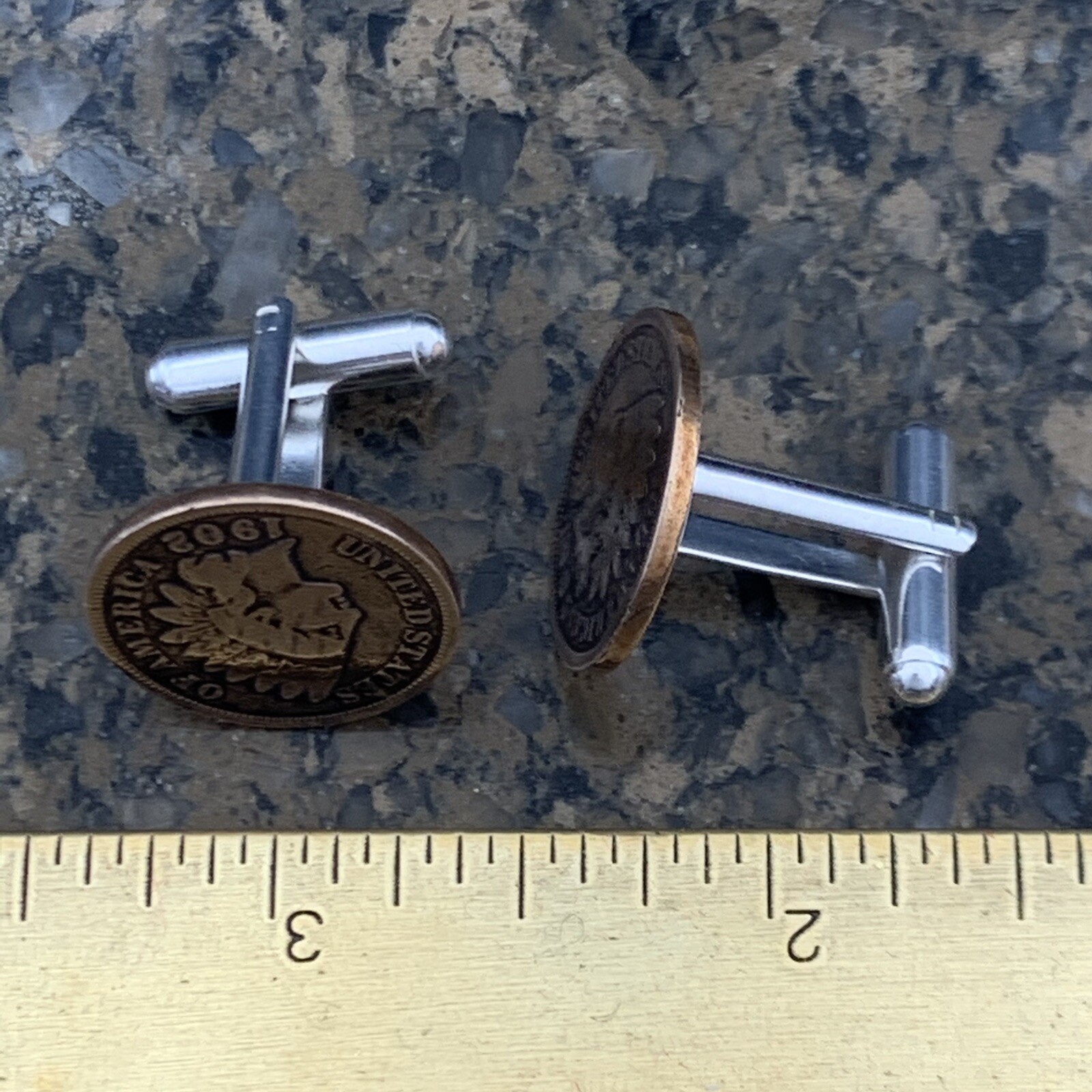 New Cufflinks Antique Vintage Indian Head 100 Year Penny Coin Currency Americana