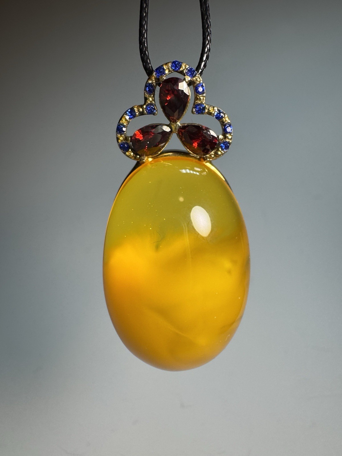 Natural Baltic Amber Pendant Butterscotch Egg Yolk in Sterling Silver 18.4g