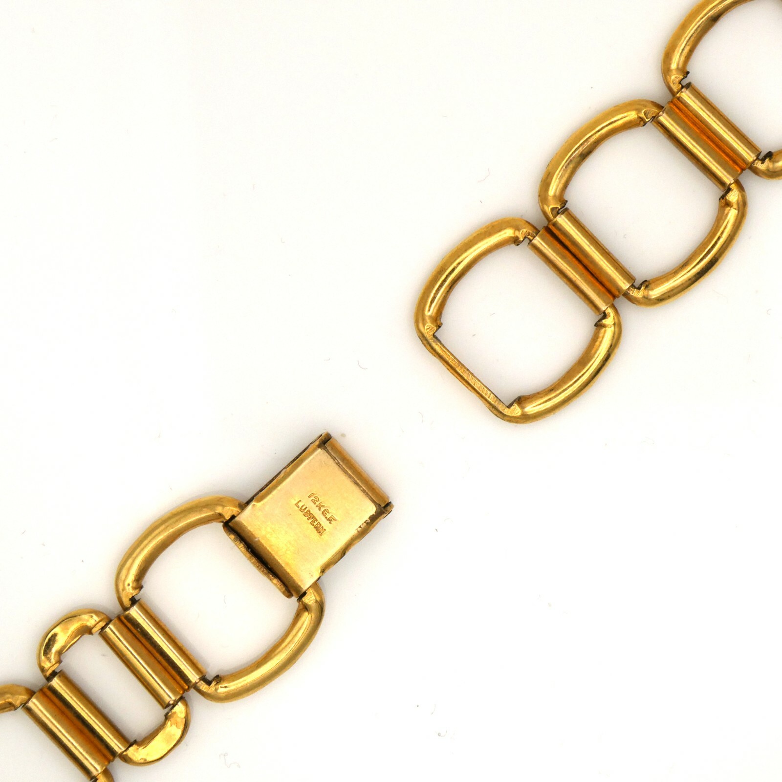 Vintage Lustern 18.7 mm g.f. open link wristwatch bracelet with jewelry clasp