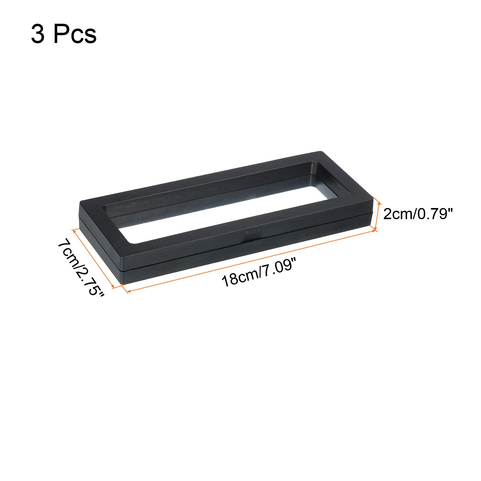 Floating Thin Film Display Case 7.09×2.75×0.79 Inch Black Pack of 3