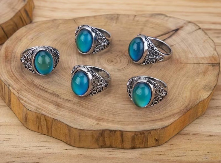 1 PC Silver-tone Mood Ring Color Change No Color Chart Size 6 New Free Ship