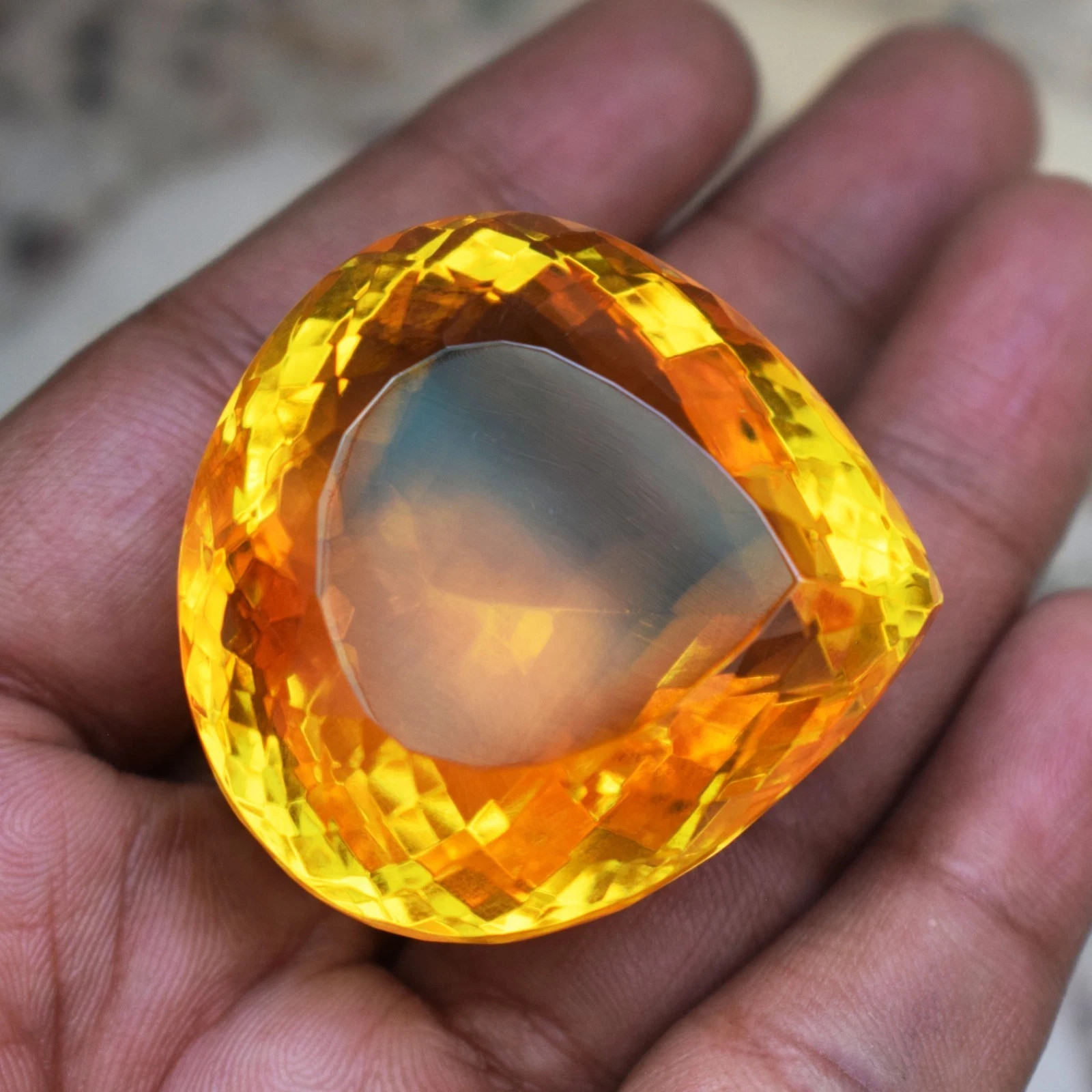 308.95 Carat Huge Yellow Orange Citrine Pear Cut Certified Loose Gemstone