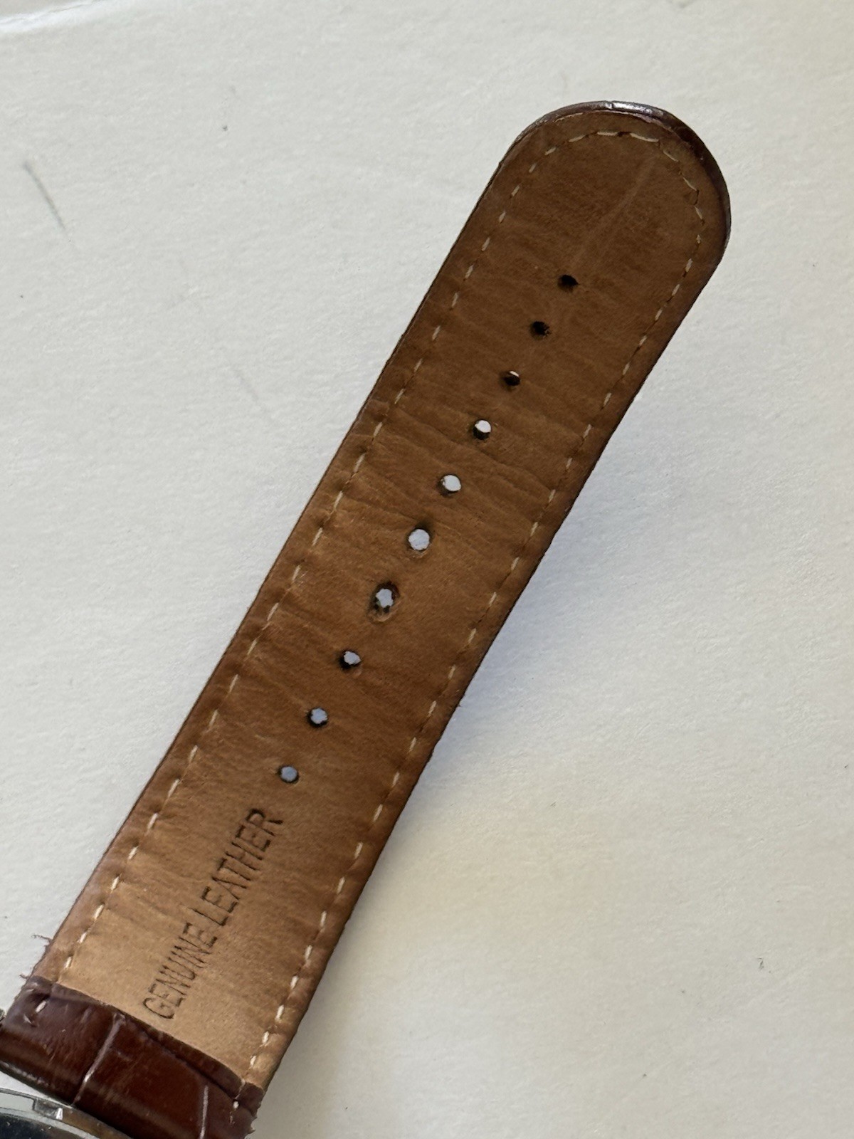 Brooks Brothers Men’s Navy Blue Bezel Watch with Brown Leather Strap and Case