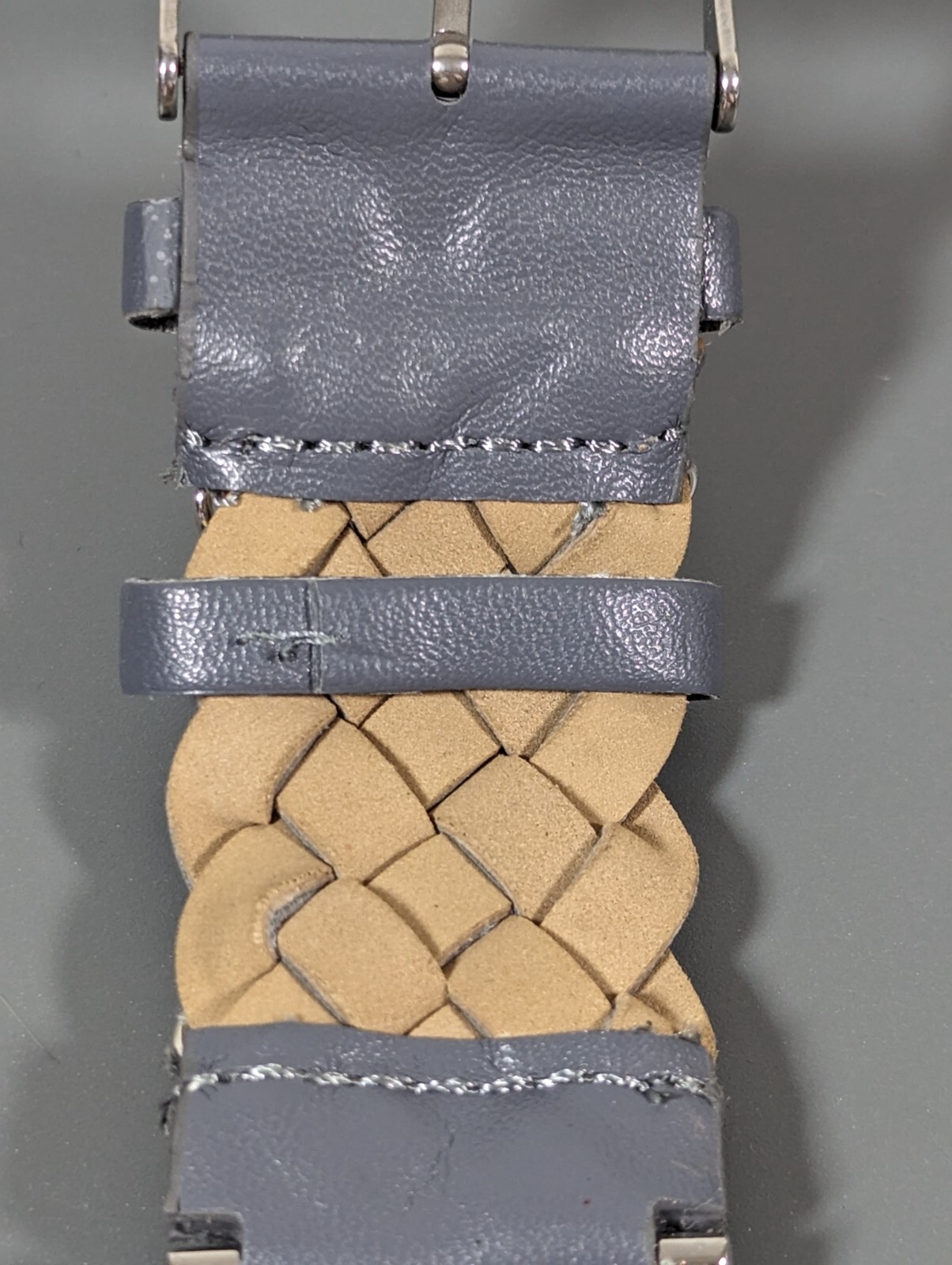 Decree Gray Dial Silver Tone Square Case Chain Faux Leather Band Watch 7.5 Inch