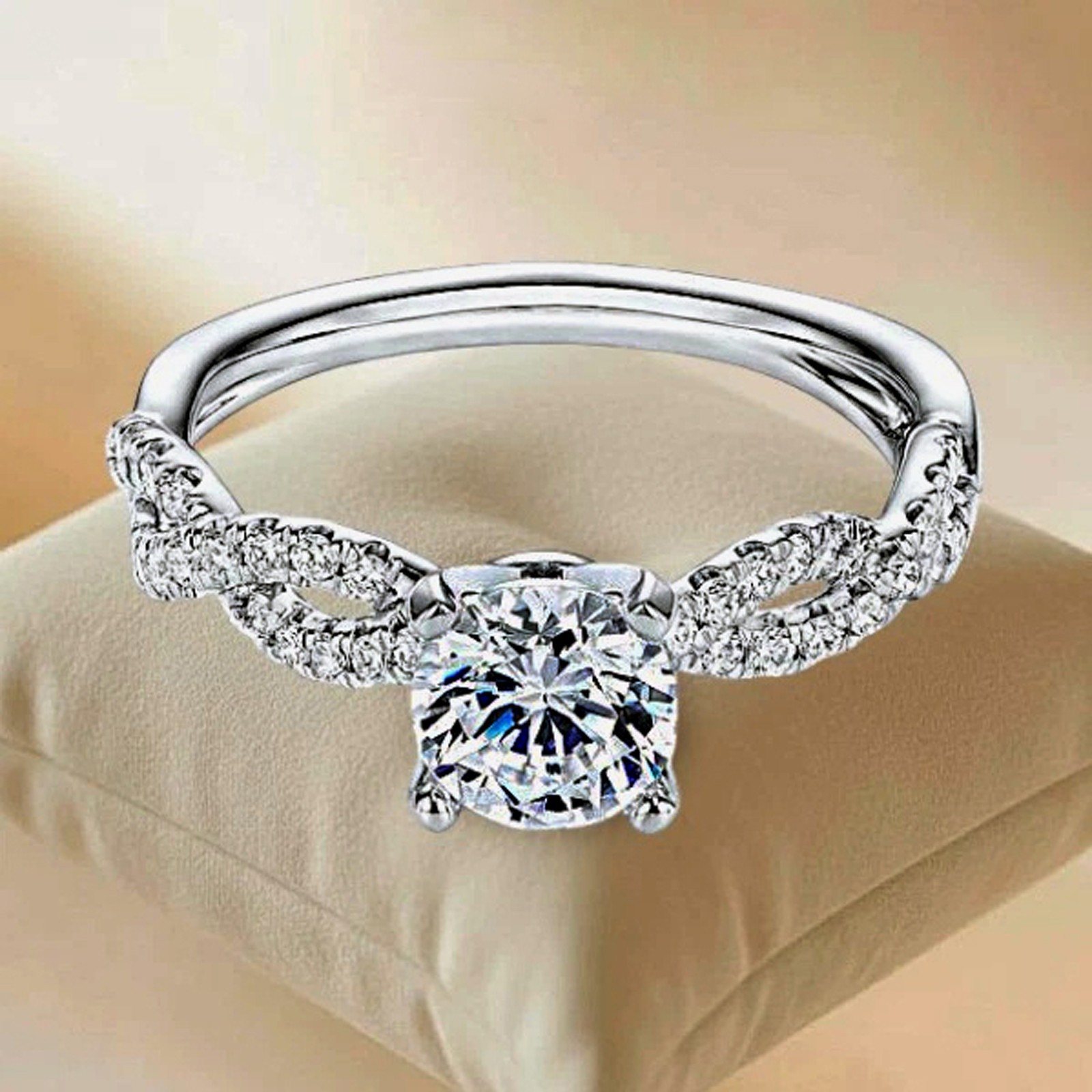 6.50 Cts. Round Shape Certified White Diamond Ring In 925 Silver – Tariff Free