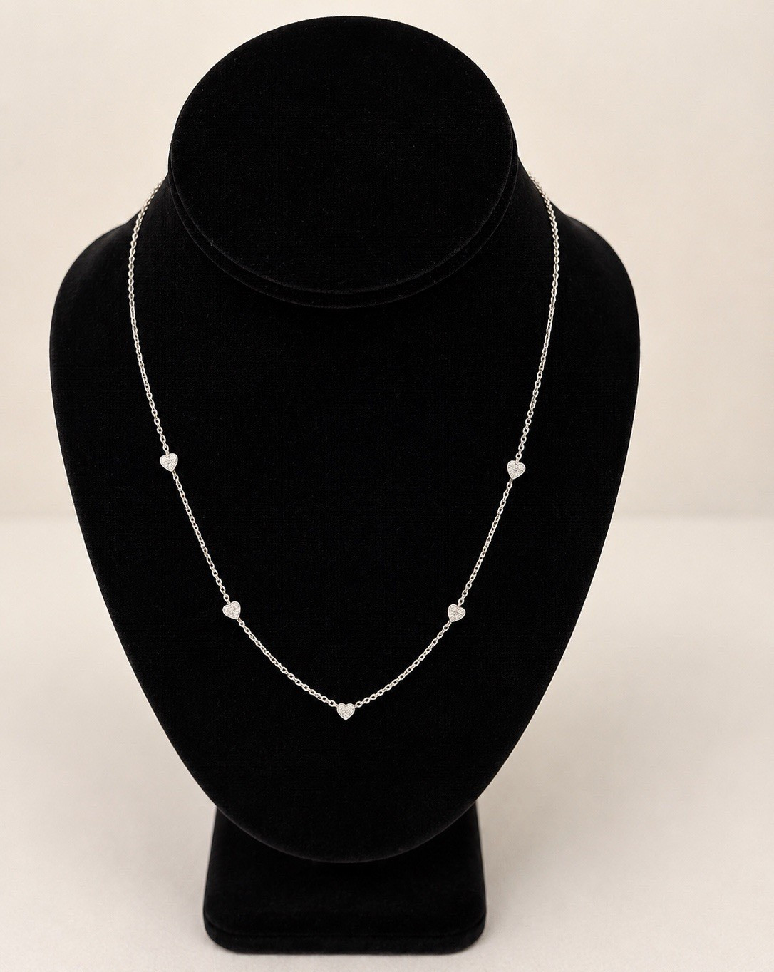 Sterling Silver 925 Heart Station Chain Necklace No Stone