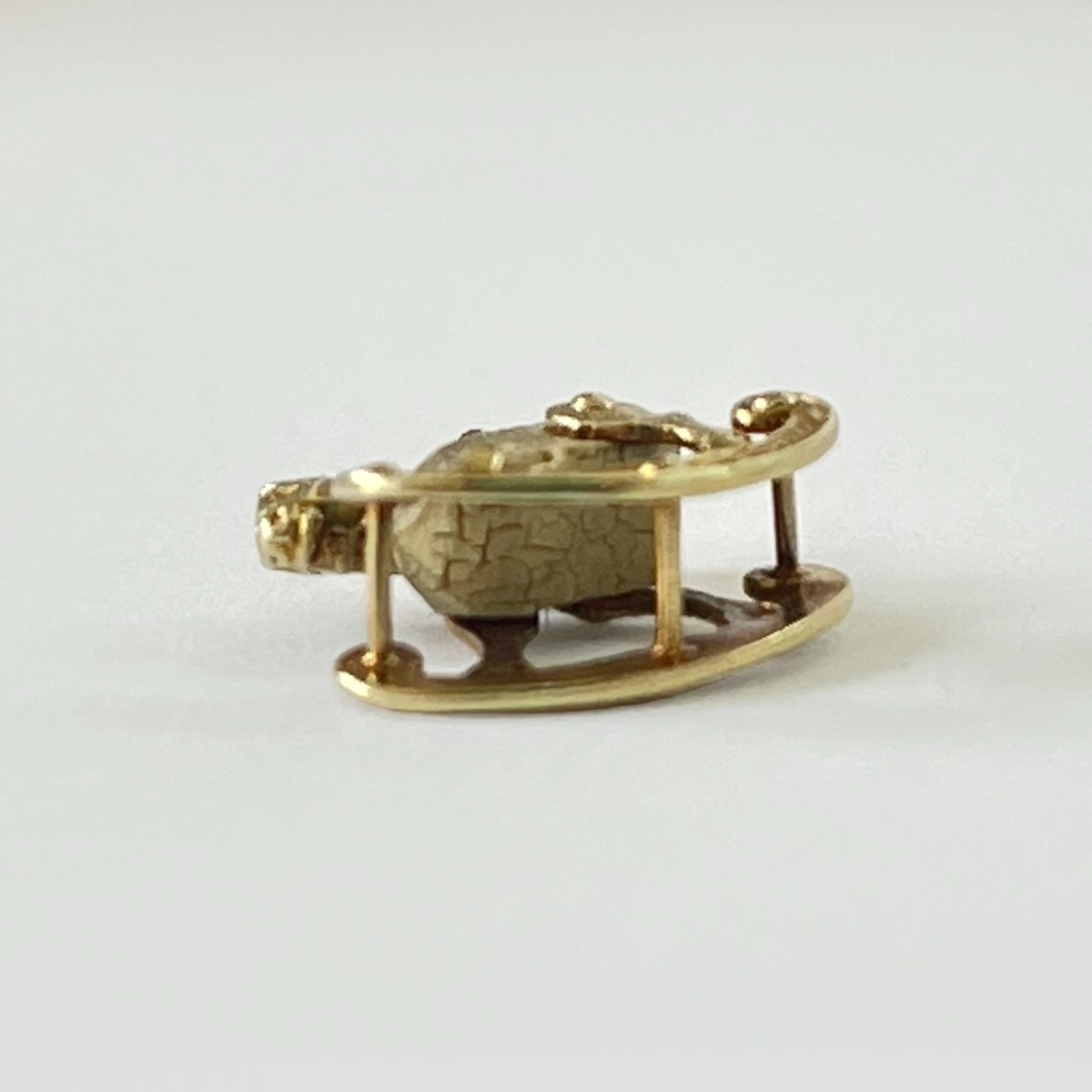 Vintage 1930s 14K Gold ROCKING HORSE CHARM w/ Wood Body & Enamel – AS IS – 0.82g