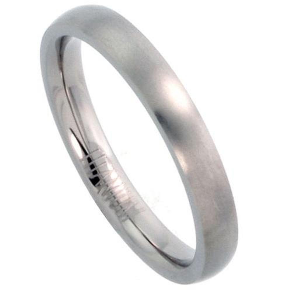 3mm Titanium Plain Domed Wedding Band / Thumb Ring, Matte Finish Comfort Fit