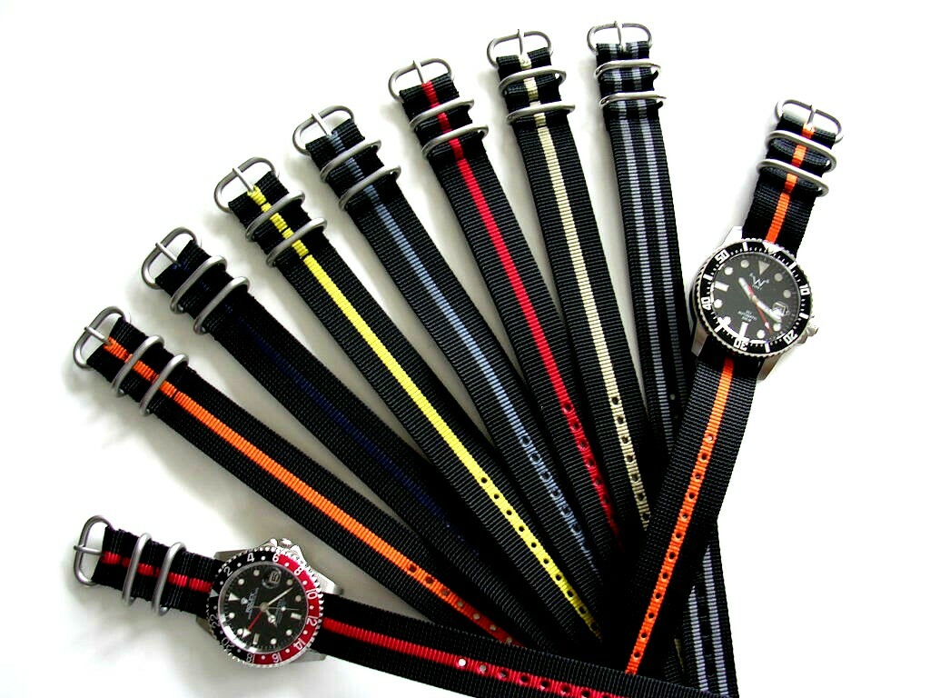 20mm Black Red stitch 1pc NATO G10 UTC nylon watch band strap RAF Bond IW SUISSE