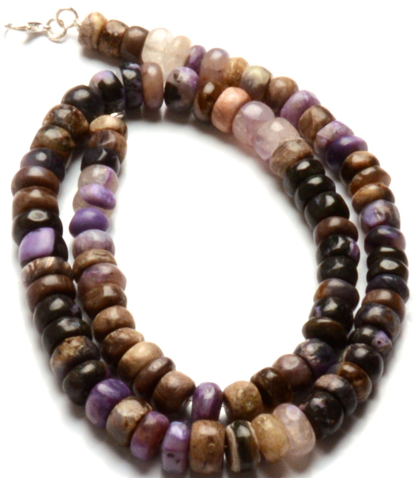Natural Gem Super Rare Charoite 10MM Approx. Smooth Rondelle Beads Necklace 20″