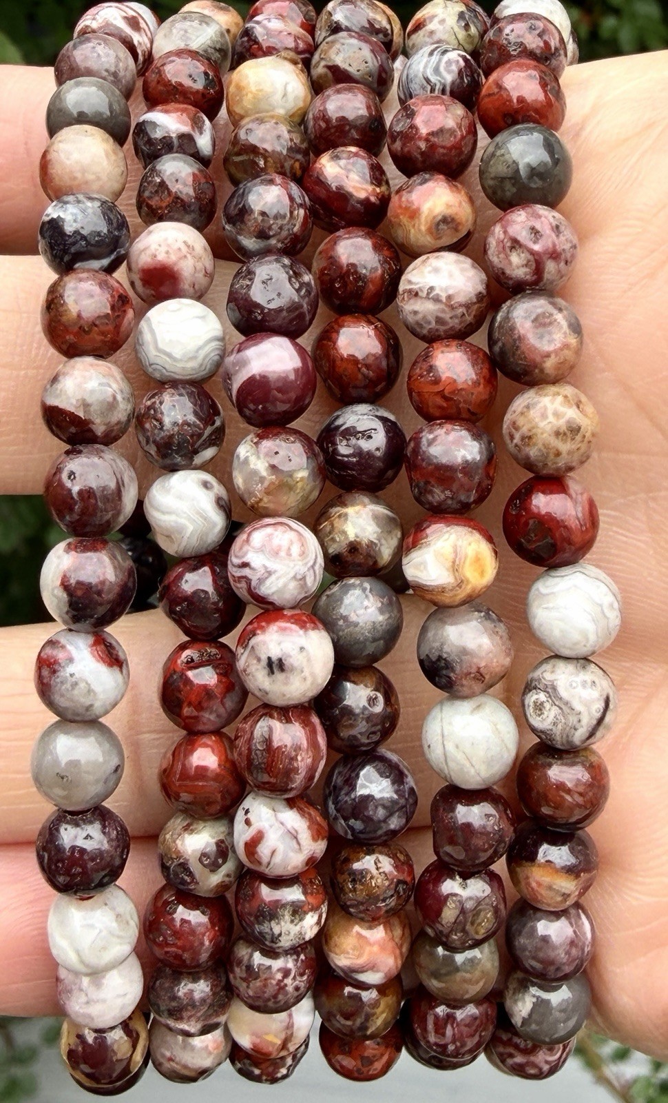 Wholesale 6 Pcs Natural Mexican Lace Agate 6mm 7.5” Stretch Bracelet