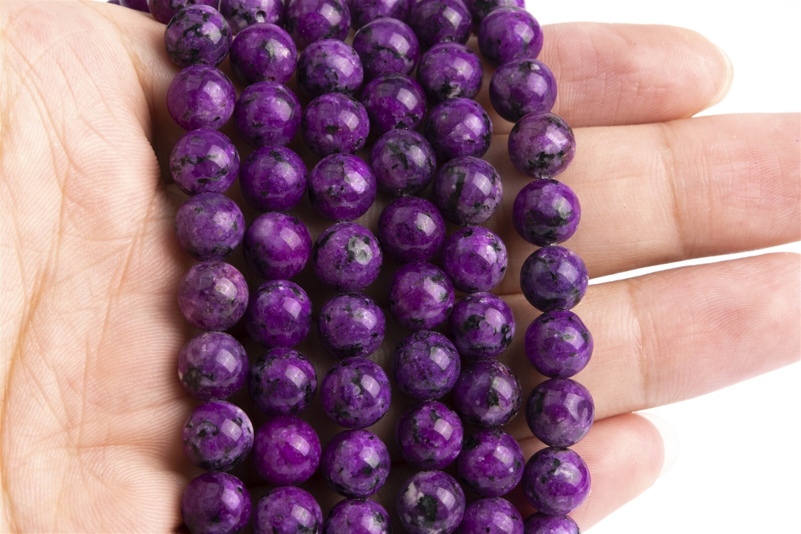 8MM Violet Purple Jade Beads Round Gemstone Loose Beads