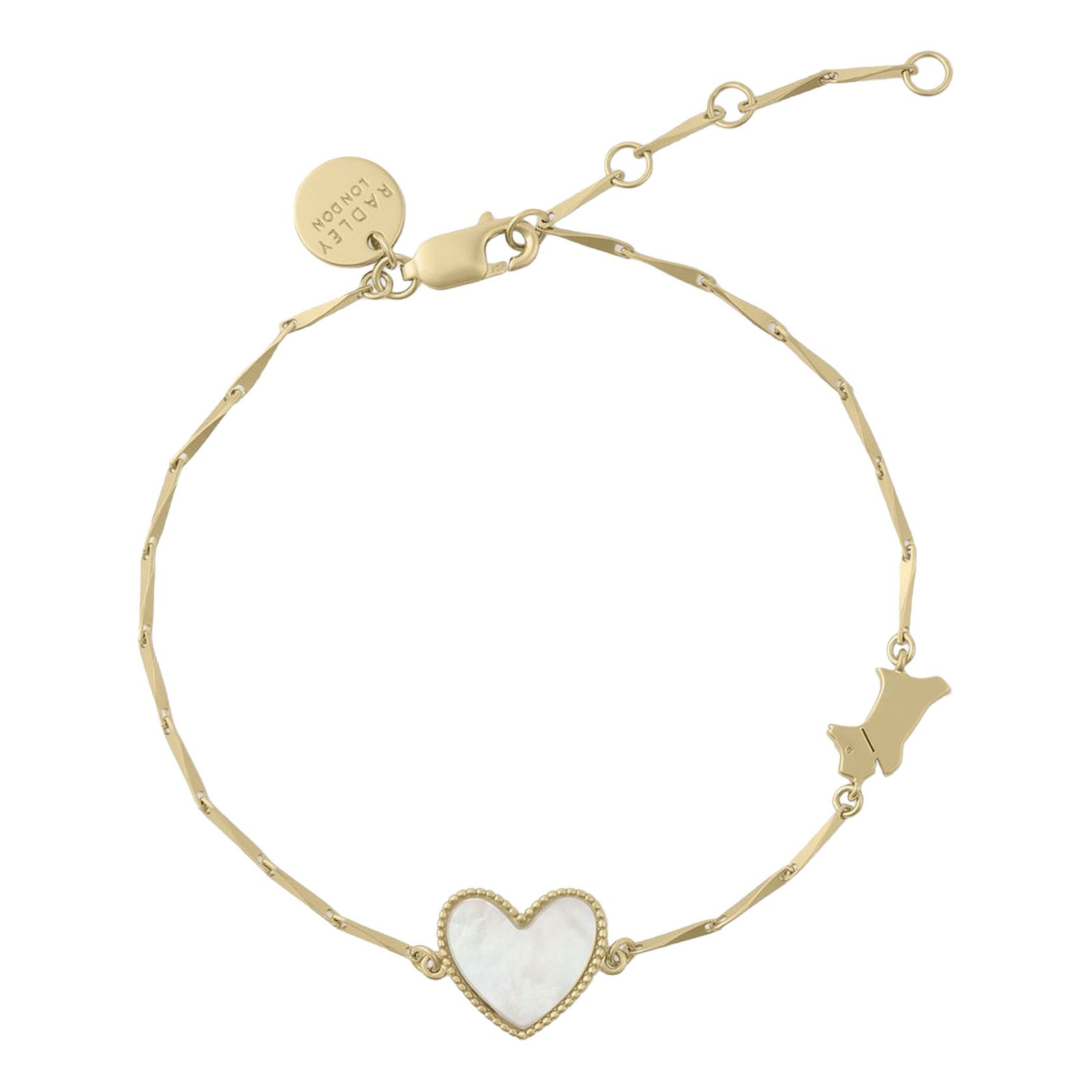 Radley Ladies 18ct Mother of Pearl Heart Gold Plated Bracelet RYJ3372