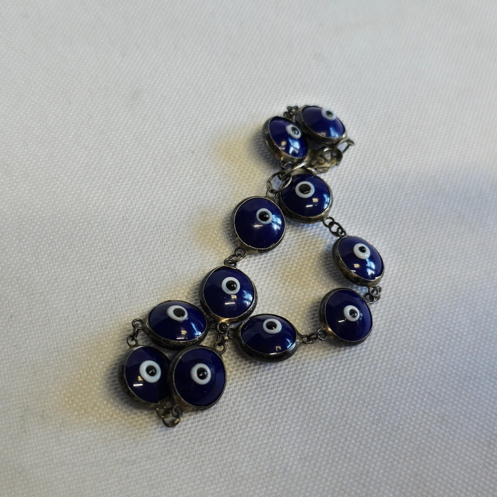 Sterling Silver Evil Eye Bracelet 7.83g Fine Jewelry 7.25″ Lobster Clasp