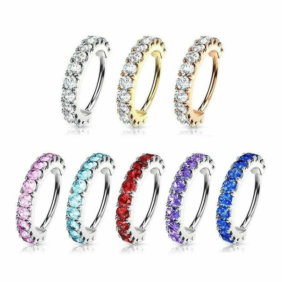 Gem Hoop Nose Lip Cartilage Earrings Helix Daith Rook Tragus Orbital Conch Rings