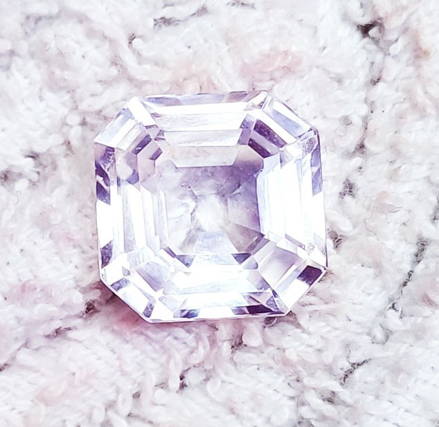 Asscher Cut Natural White Sapphire 11.40 Ct Certified Loose Gemstone ~ Free Gift