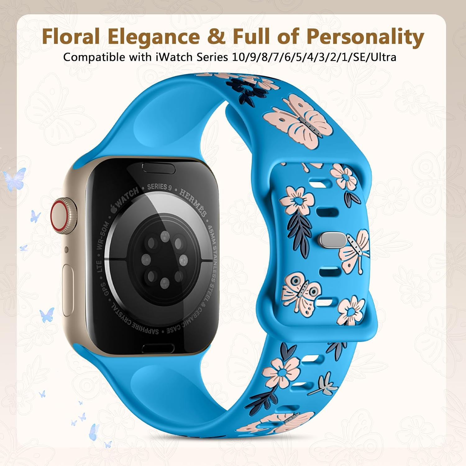 Floral Band Compatible with Apple Watch Band for Women 40Mm 38Mm 41Mm 42Mm 44Mm