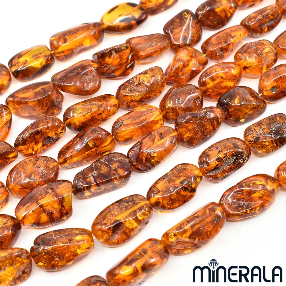 NATURAL AMBER GEMSTONE TUMBLED SHAPE BEADS 15.5″ 40cm STRAND WP00147