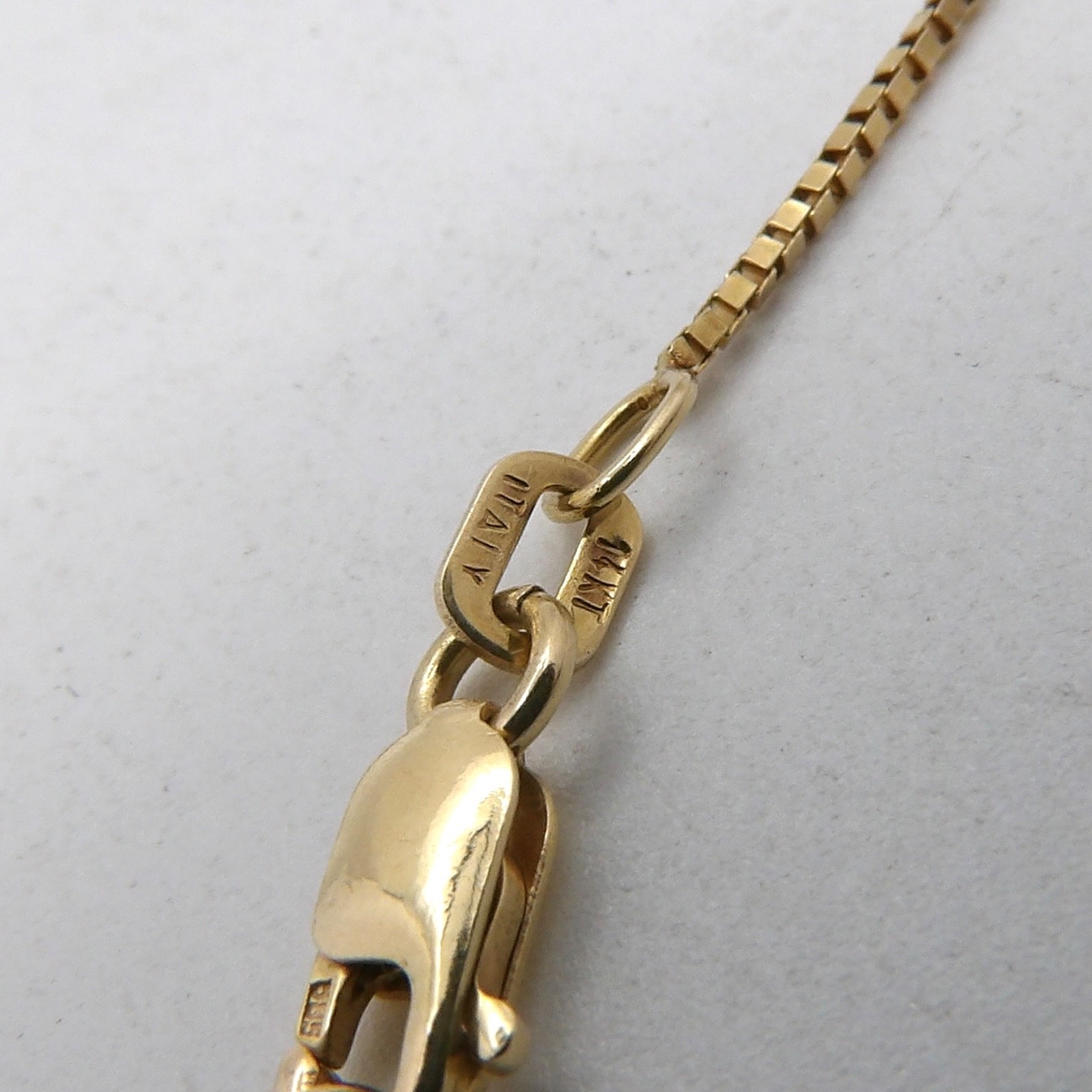 Solid 14k Gold Box Venetian Link Pendant Chain Necklace Italy 20in 1mm