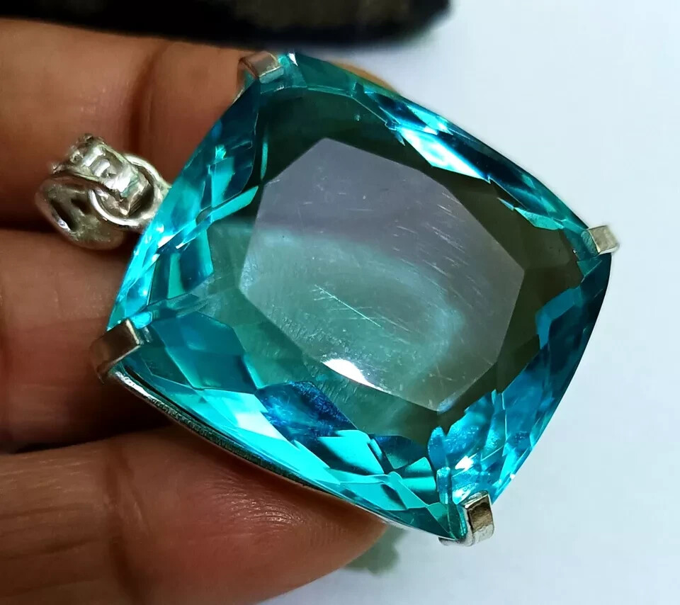 110 Ct+ EGL Certified Natural Blue Topaz 925 Solid Silver Pendant Loose Gemstone