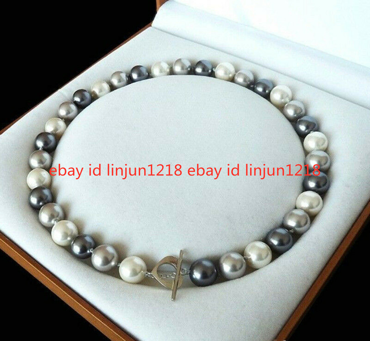 22 Inch Rare Huge 12mm Real Black White Gray Mix South Sea Shell Pearl Necklaces