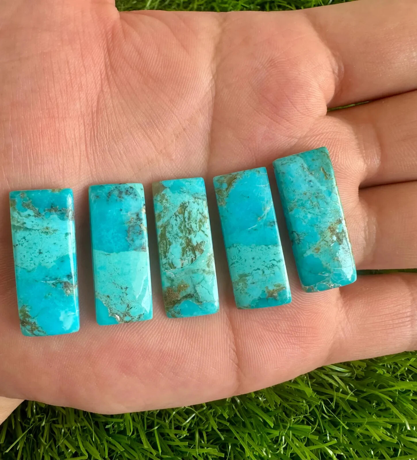 Natural Blue Mohave Turquoise 12x30MM Rectangle cabochon 5Pcs Lot Loose Gemstone