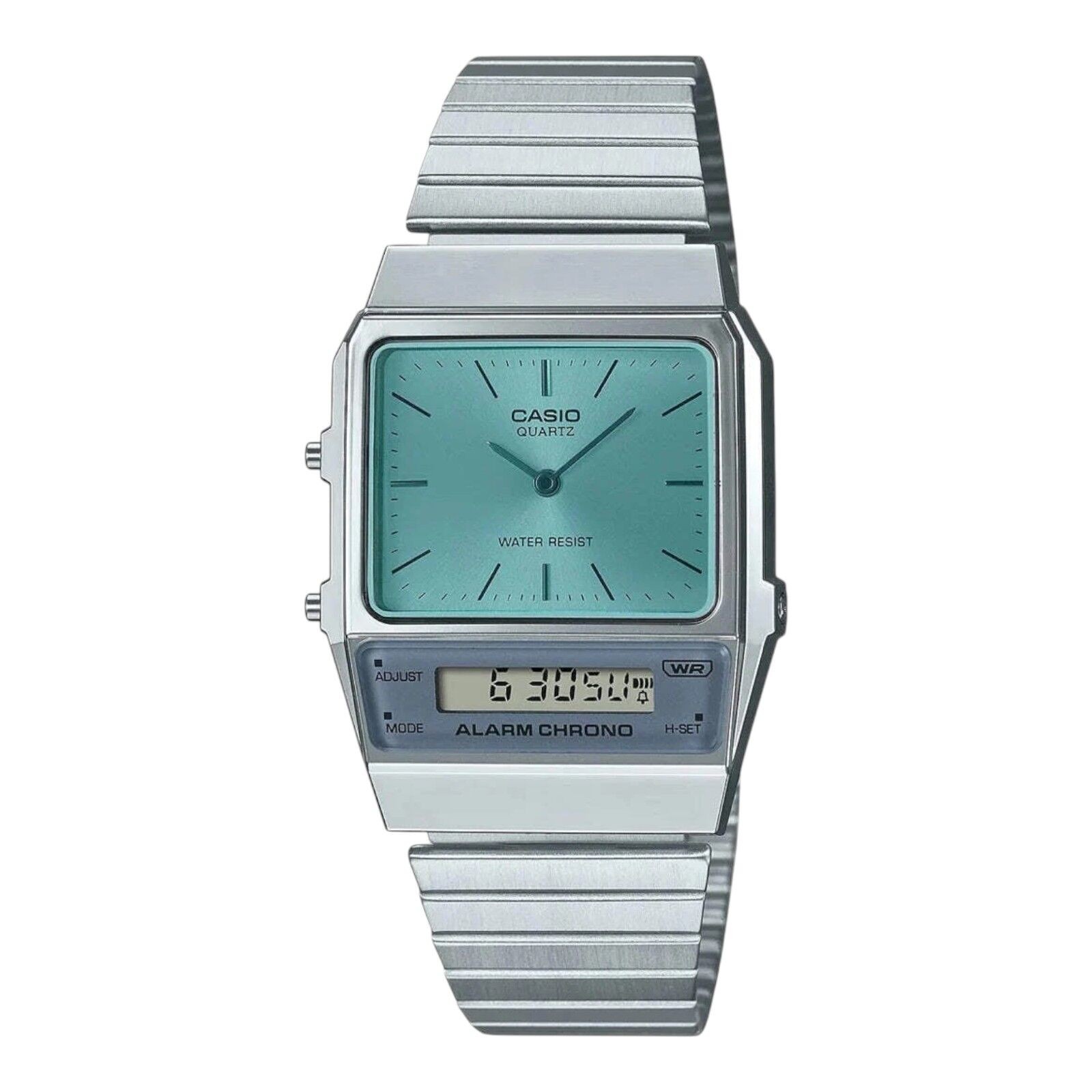 Casio Silver/Blue Retro Digital-Analog Dual Time Unisex Watch AQ-800EC-2A