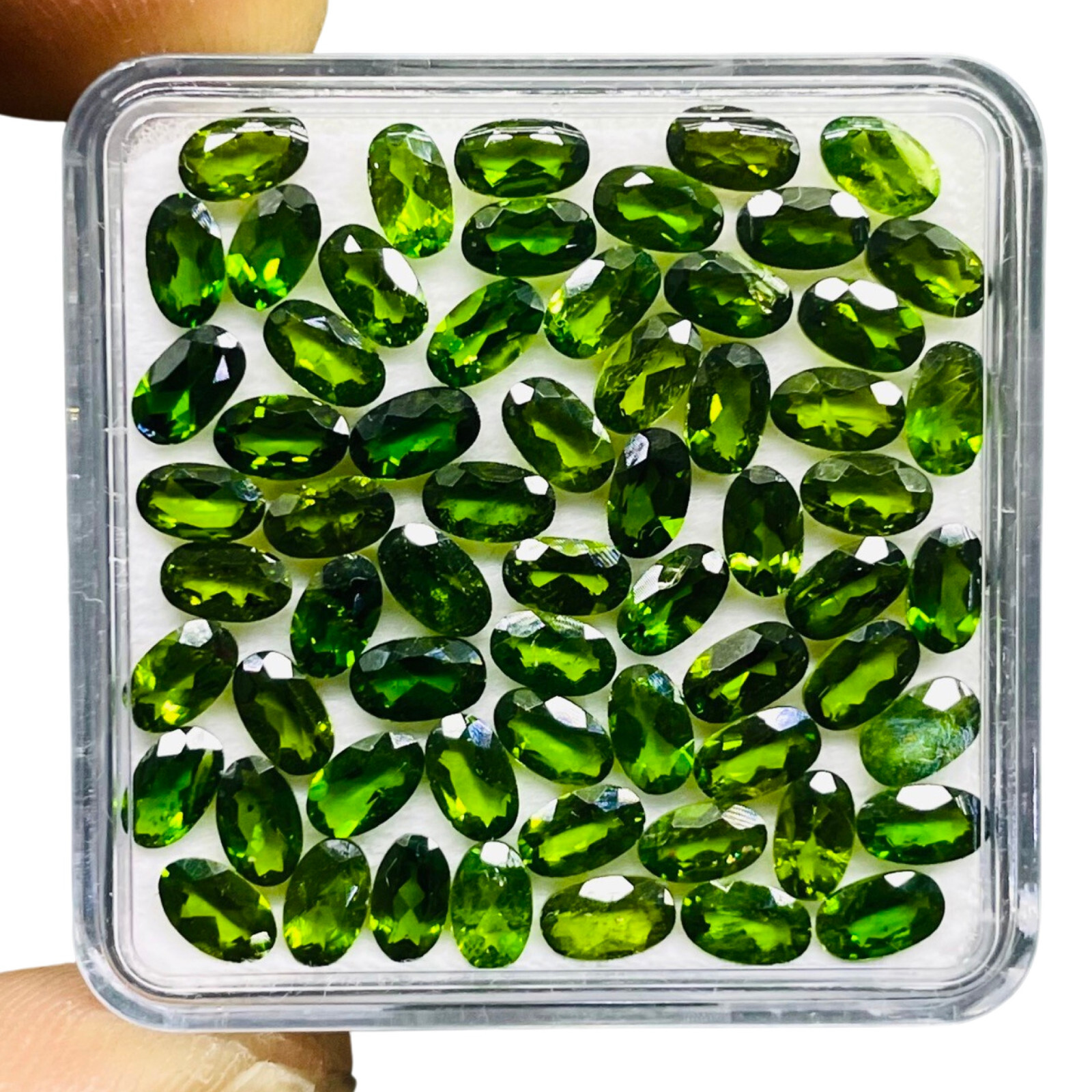 Natural Chrome Diopside 30 Pcs 5x3mm Oval Cut Vivid Green Loose Gemstones Lot