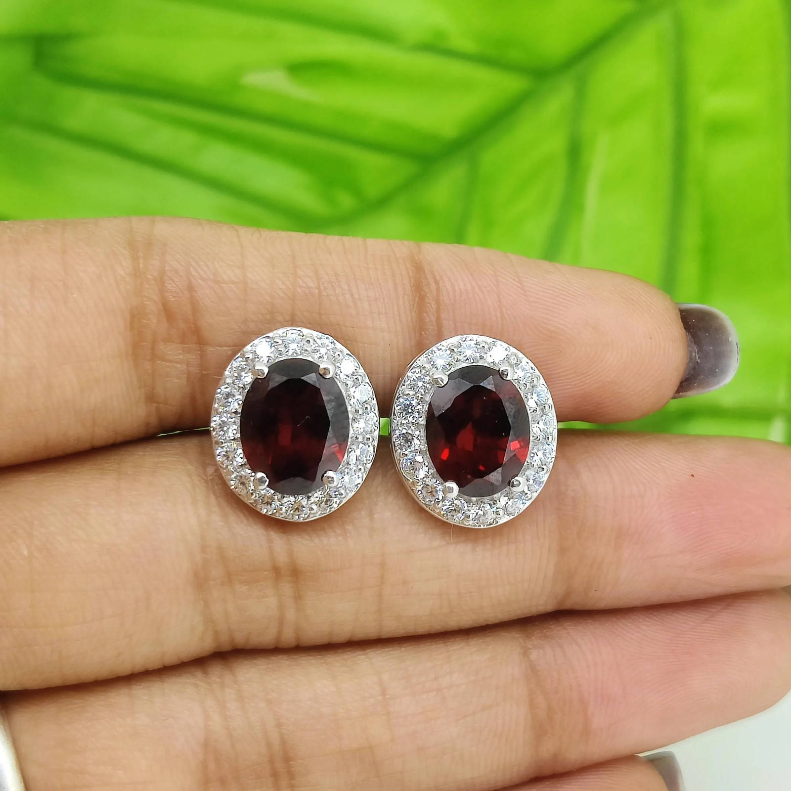 Natural Garnet Sterling Silver Cufflinks, Men’s Jewelry (January Birthstone)