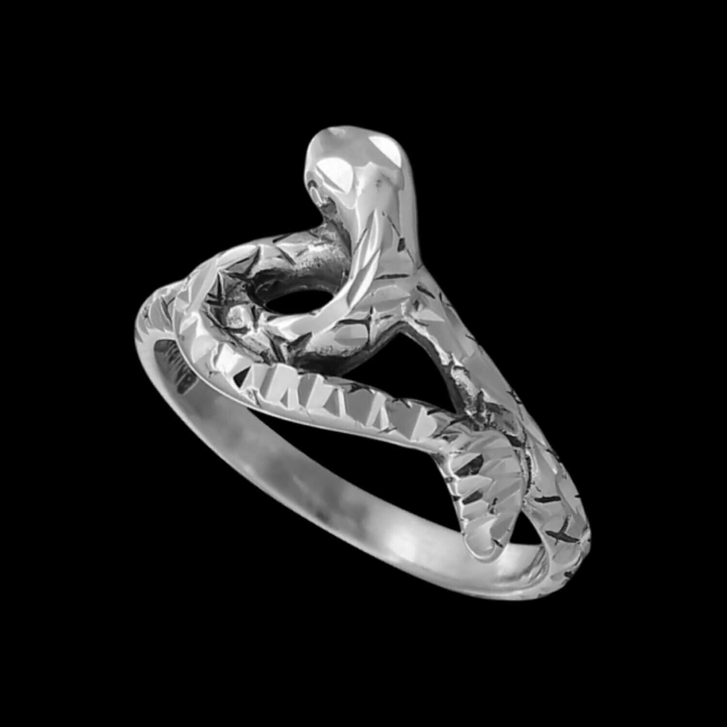 Diamond Cut Intertwined Snake Ring