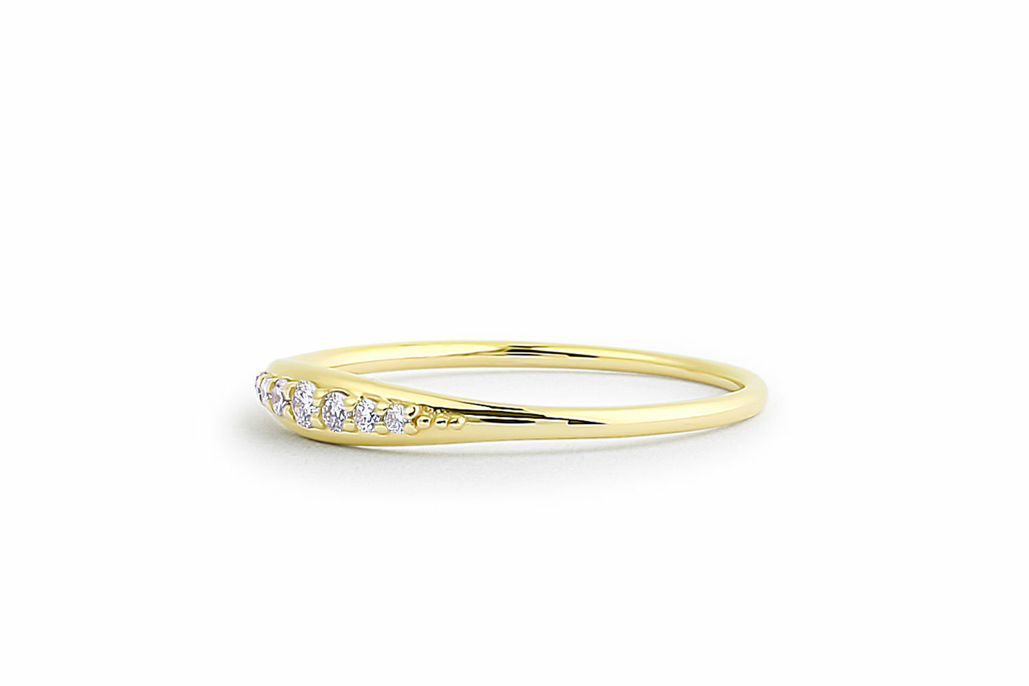 Diamant Memory Goldring 7 Brillanten 0,10 Karat in 585er 14 K Weißgold Rosegold