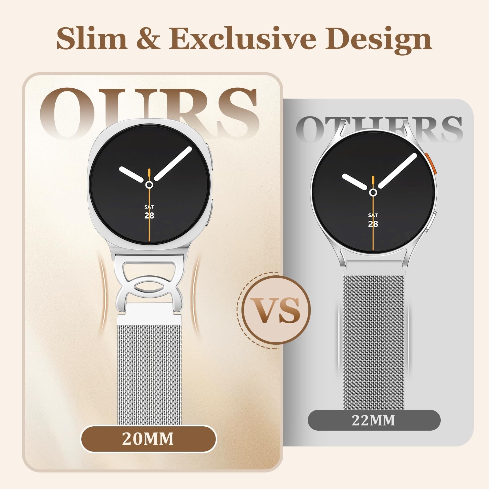 Metal Strap for Galaxy Watch 9/8, Milanese Magnetic Band 40mm/44mm/46mm, Unique