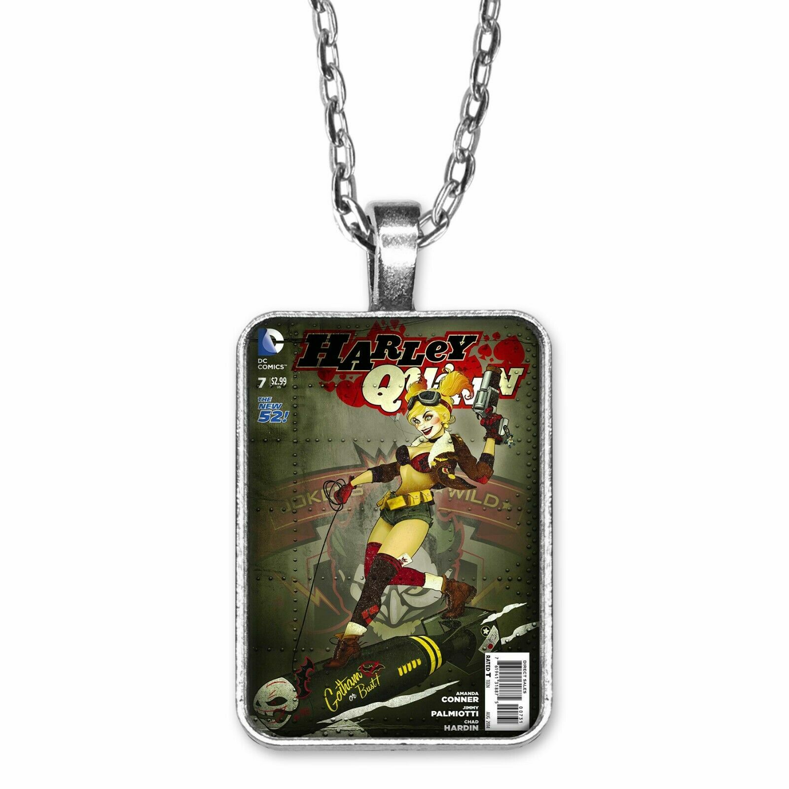 Harley Quinn #7 Bombshell Variant Cover Key Ring or Necklace Comic Book Jewelry
