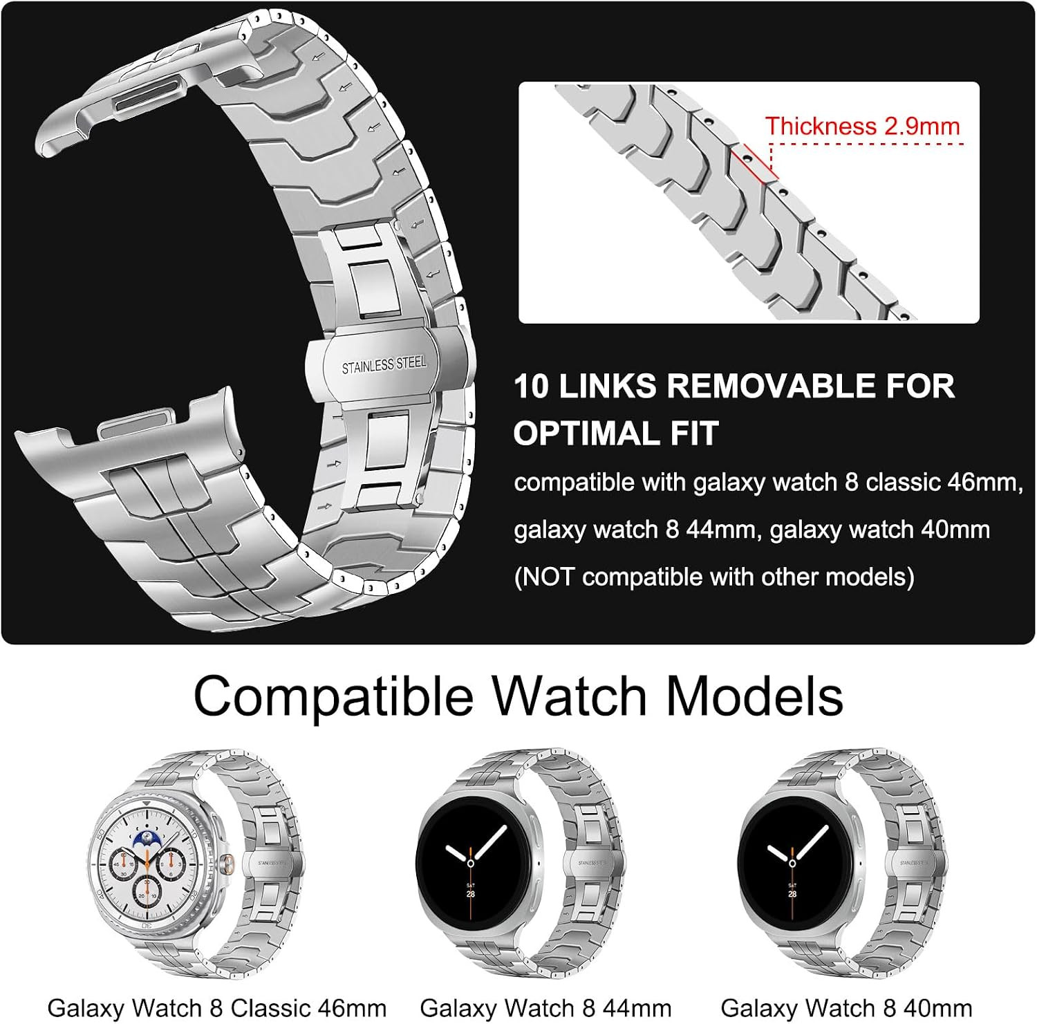 No Gap Band for Samsung Galaxy Watch 8 40Mm / 44Mm Watch8 Classic 46Mm 2025 Men